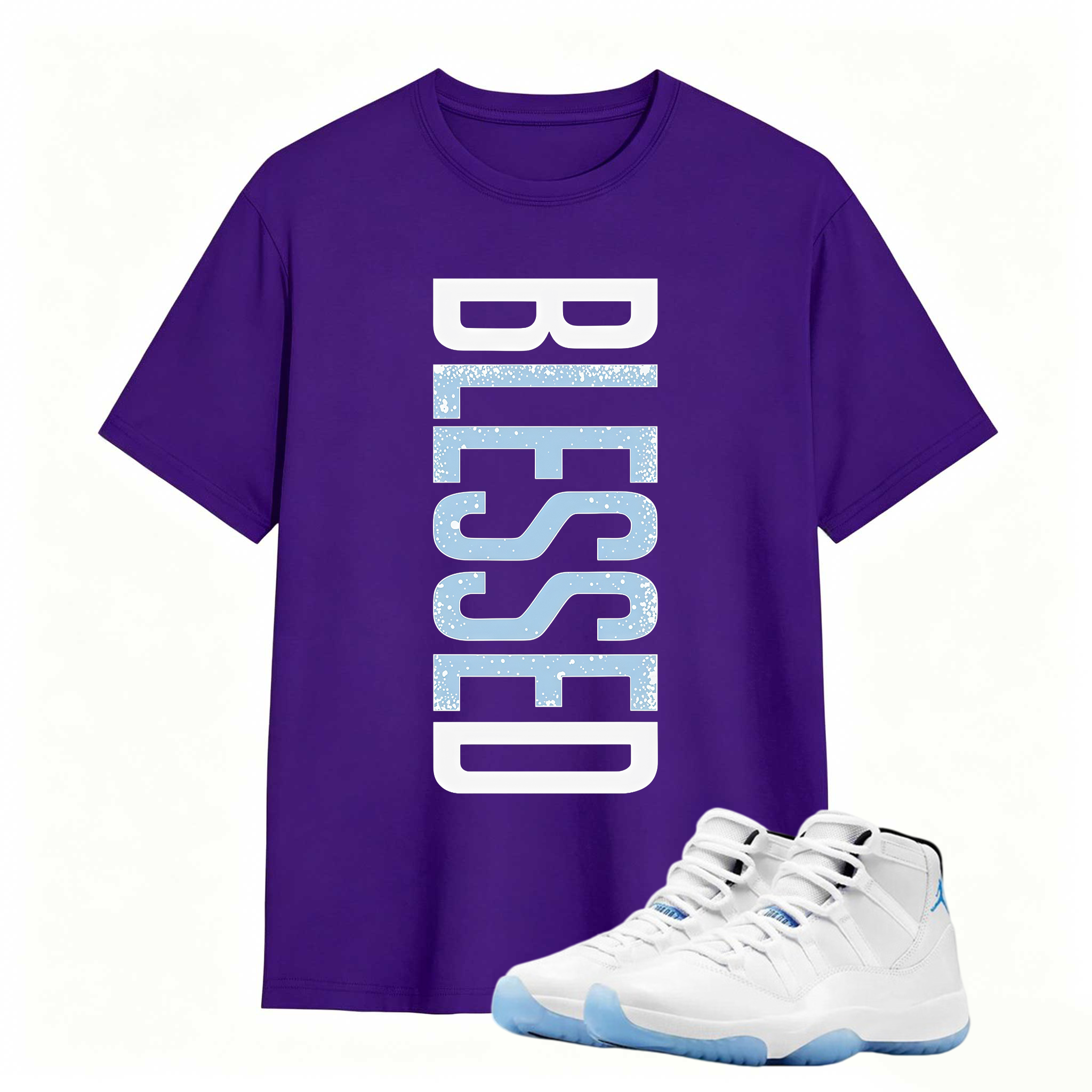 BLESSED Shirt to Match Air Jordan 11 Legend Blue Sneaker - Sneaker Match Tee