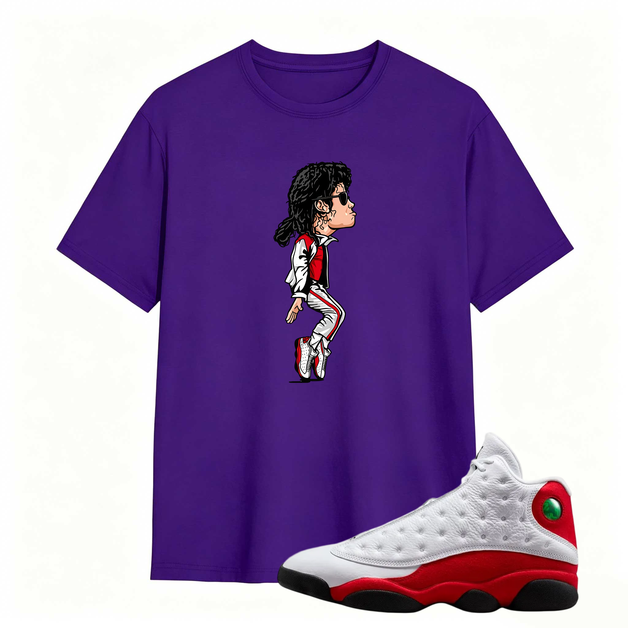Michael Jackson Cartoon Character Shirt To Match Air Jordan 13 Chicago - Sneaker Match Shirt
