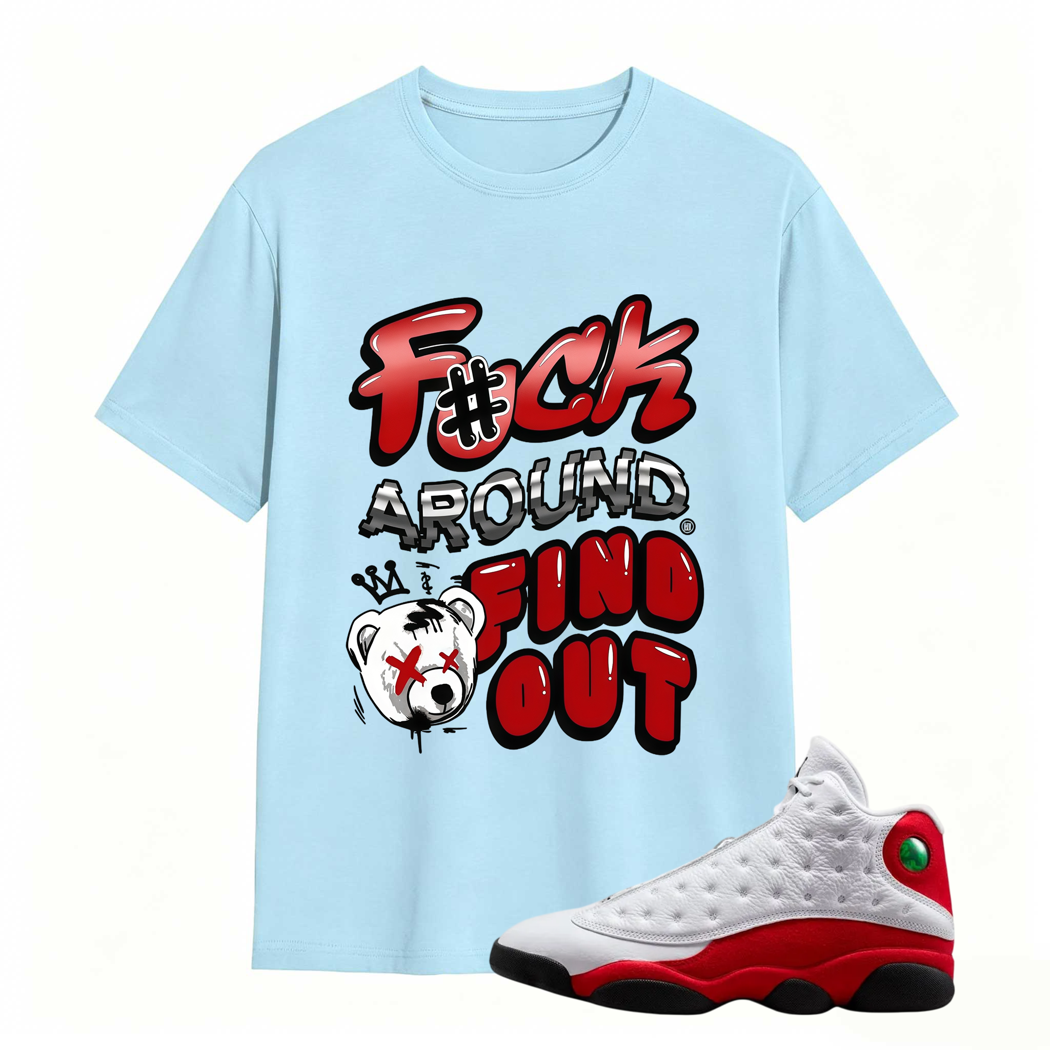 F#CK! Shirt To Match Air Jordan 13 Chicago - Jordan 13 Retro White and University Red Match Shirt