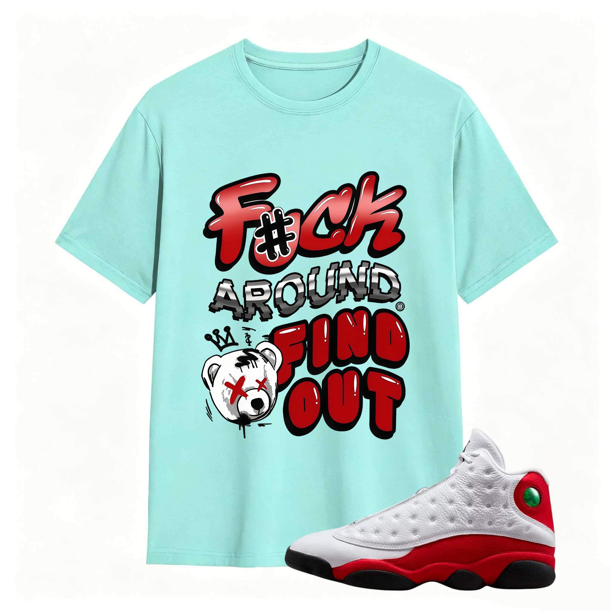 F#CK! Shirt To Match Air Jordan 13 Chicago - Jordan 13 Retro White and University Red Match Shirt
