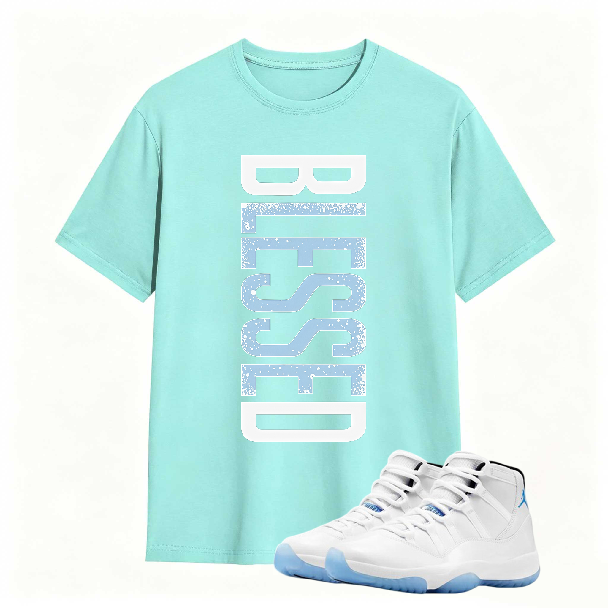 BLESSED Shirt to Match Air Jordan 11 Legend Blue Sneaker - Sneaker Match Tee