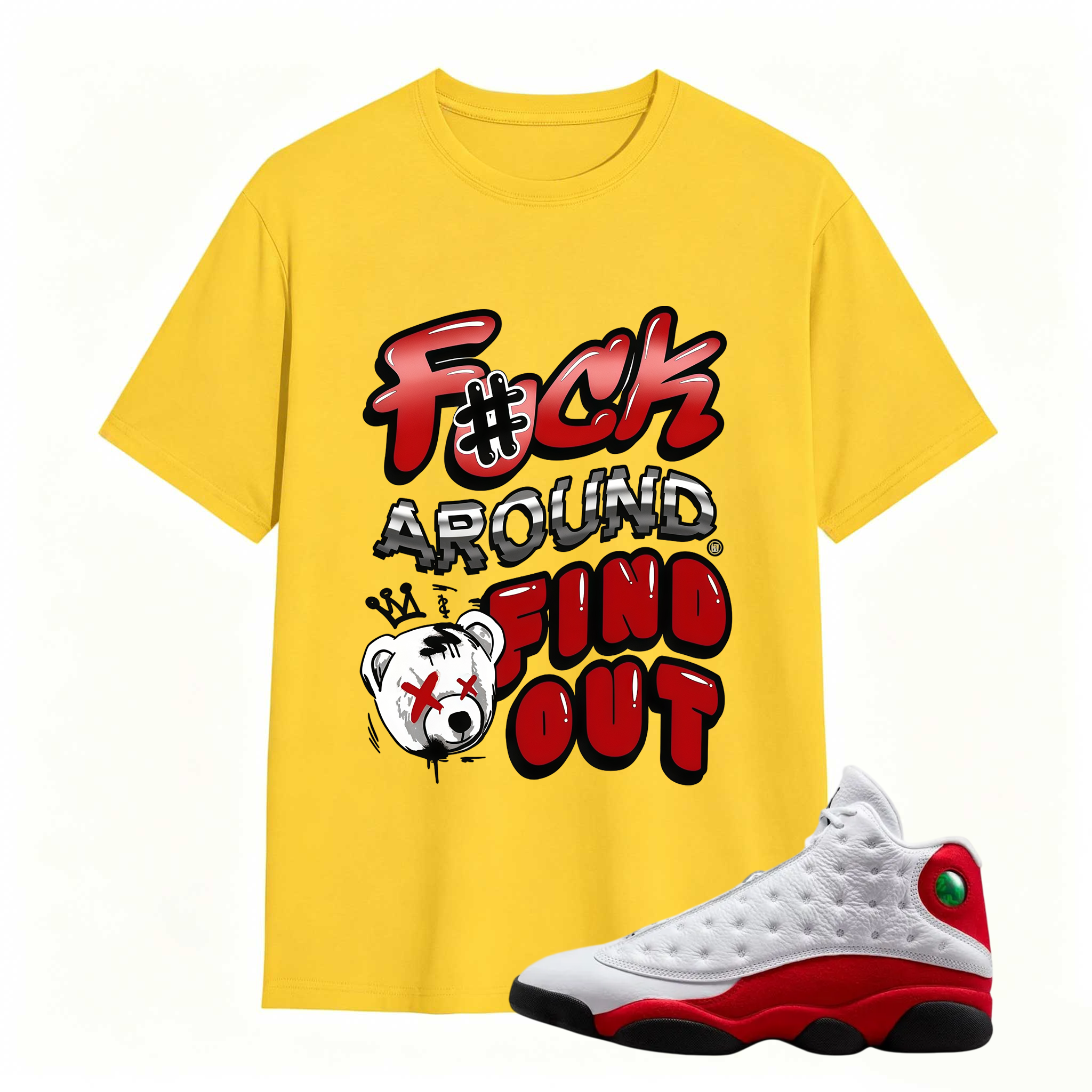 F#CK! Shirt To Match Air Jordan 13 Chicago - Jordan 13 Retro White and University Red Match Shirt