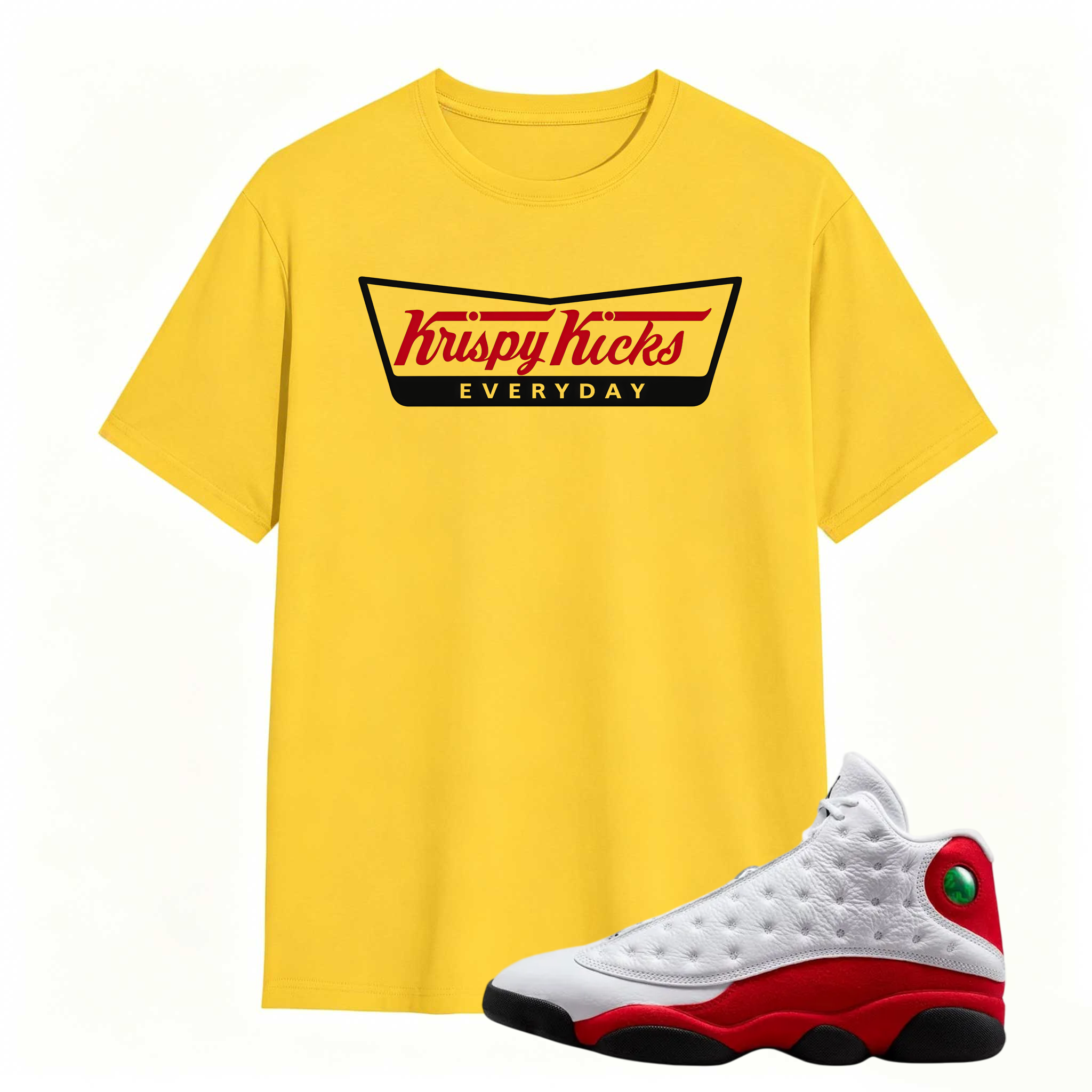 KRISPY KICKS! Shirt To Match Air Jordan 13 Chicago - Jordan 13 Retro White and University Red Match Shirt
