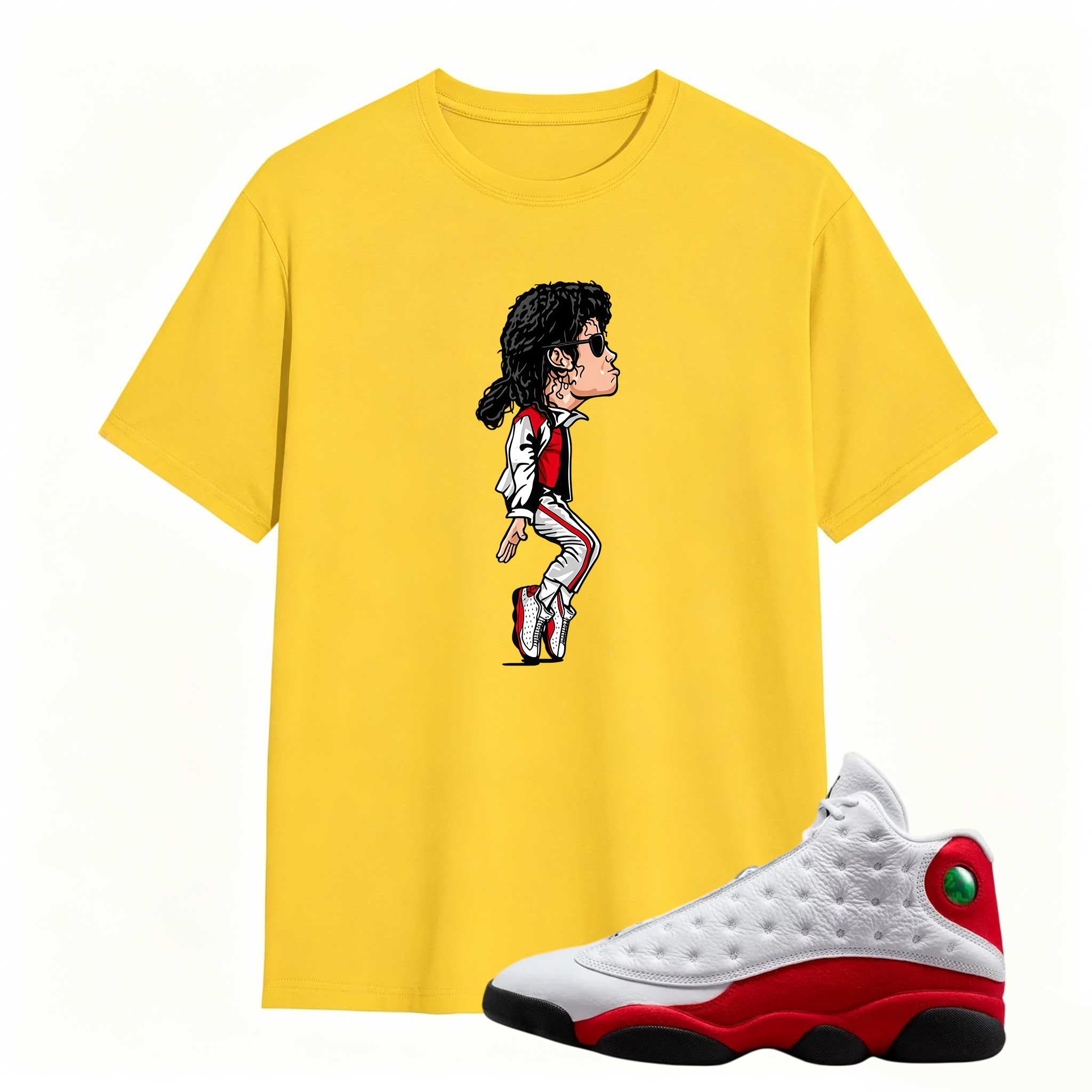 Michael Jackson Cartoon Character Shirt To Match Air Jordan 13 Chicago - Sneaker Match Shirt