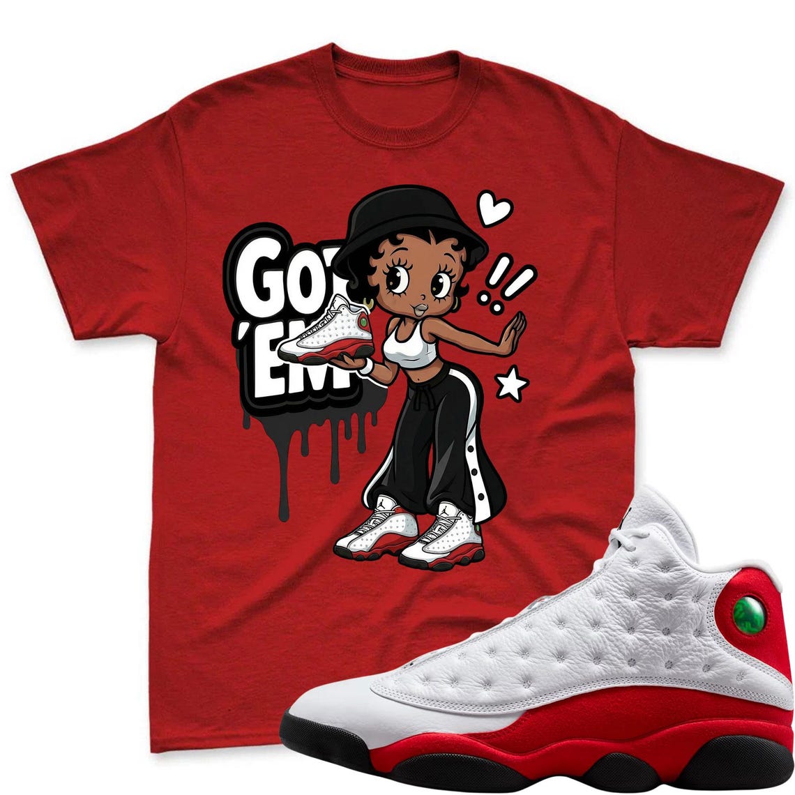 GOT'EM! Shirt To Match Air Jordan 13 Chicago Jordan 13 Retro White and University Red Match Shirt