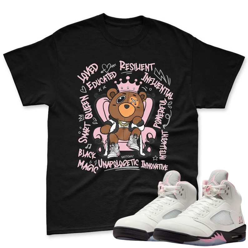 Bear Shirt To Match Jordan 5 Soft Pink Sneaker - Retro 5 Soft Pink Sneaker Match Shirt