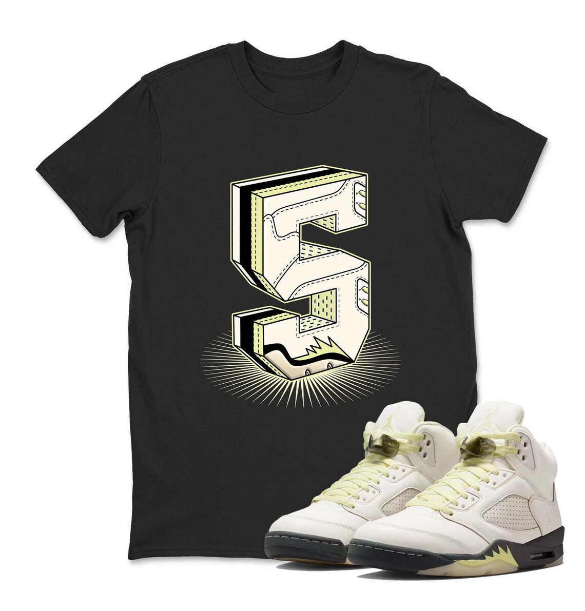 Number Statue Shirt To Match Sneaker Air Jordan 5 Luminous Green