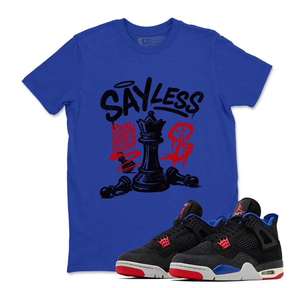 SAYLESS! Shirt To Match Jordan 4 Rare Air - Sneaker Jordan 4 Rare Air Black Matching Tee Shirt