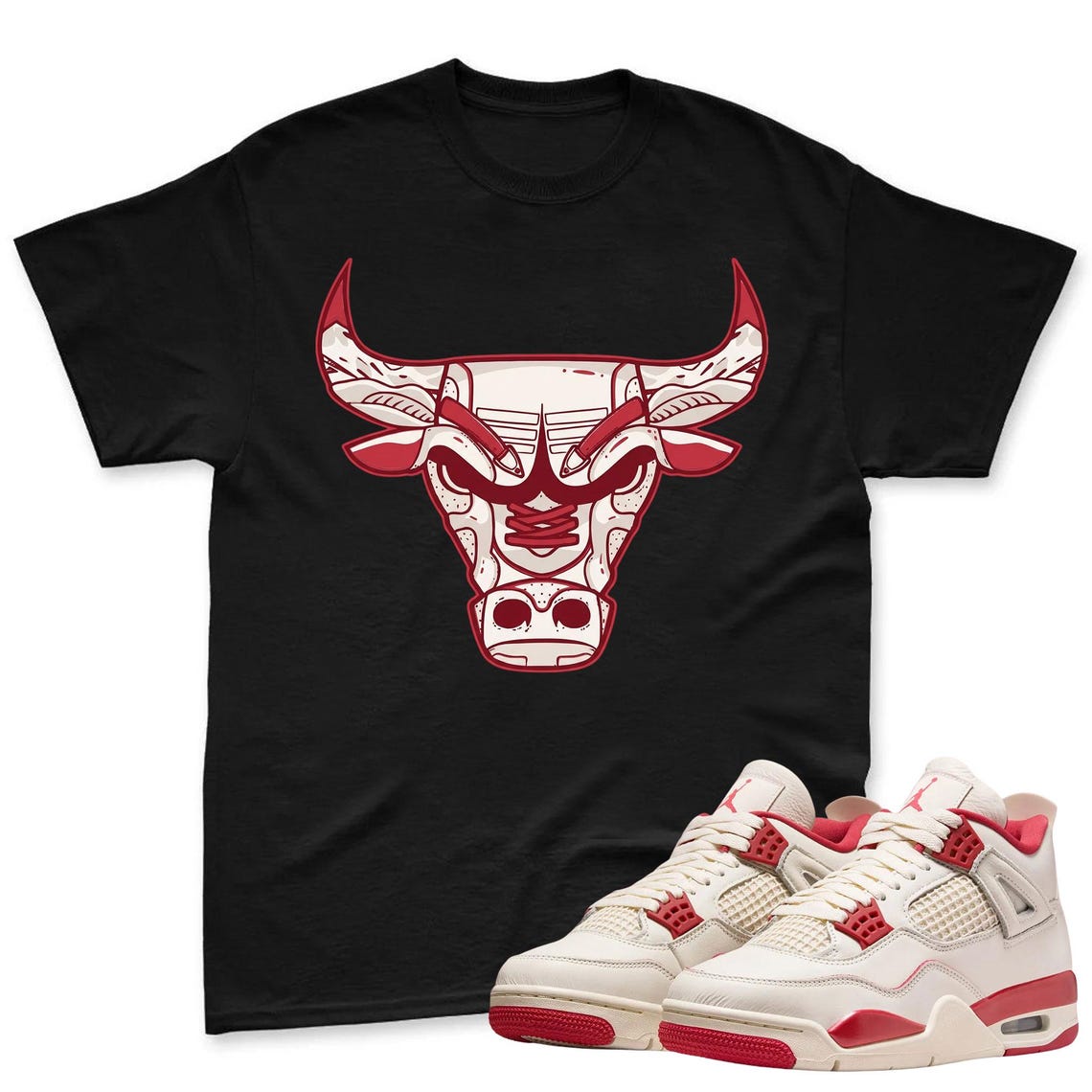 BULL! Shirt To Match Jordan 4 Valentines Day Sneaker - Jordan 4 Sneaker Match Shirt