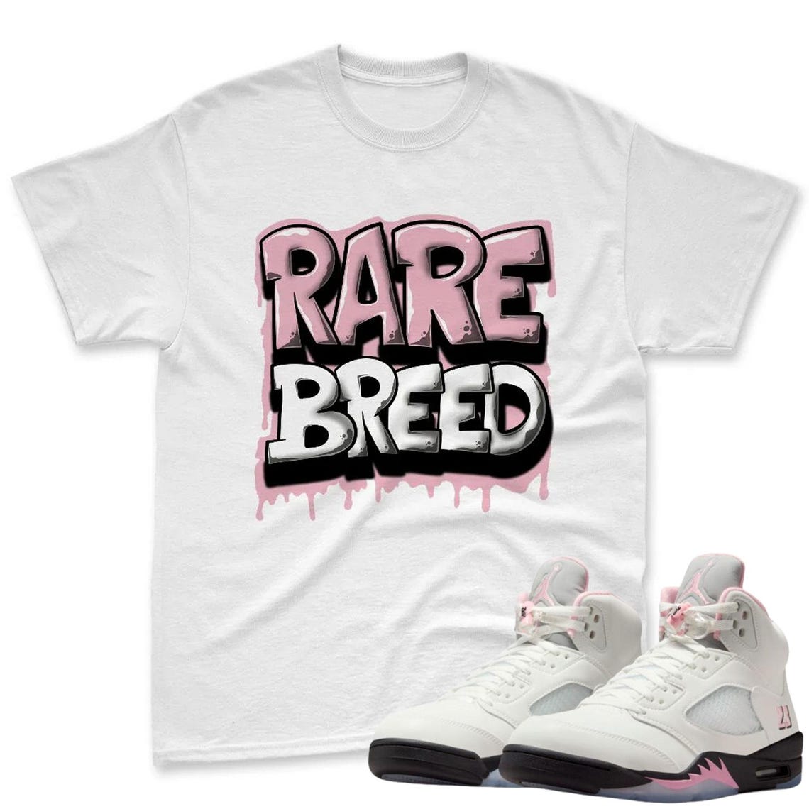 Rare Breed Shirt To Match AJ 5 Soft Pink Sneaker - Jordan 5 Soft Pink Sneaker Mactching TShirt