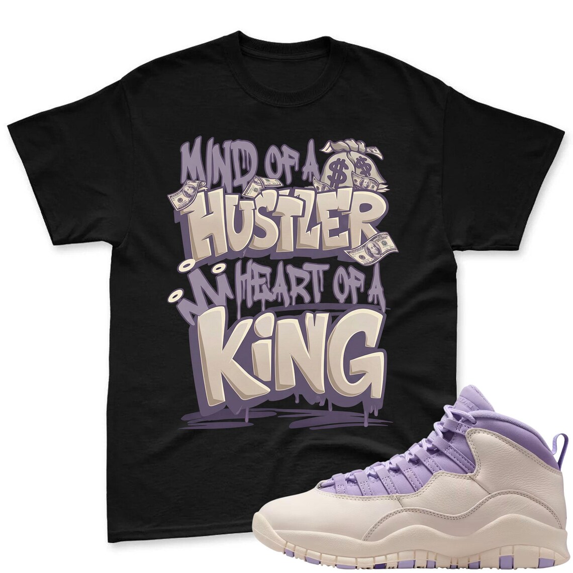 KING! Shirt To Match Jordan 10 Hydrangeas Chalk Sneaker - AJ 10 Chalk Sneaker Match Shirt