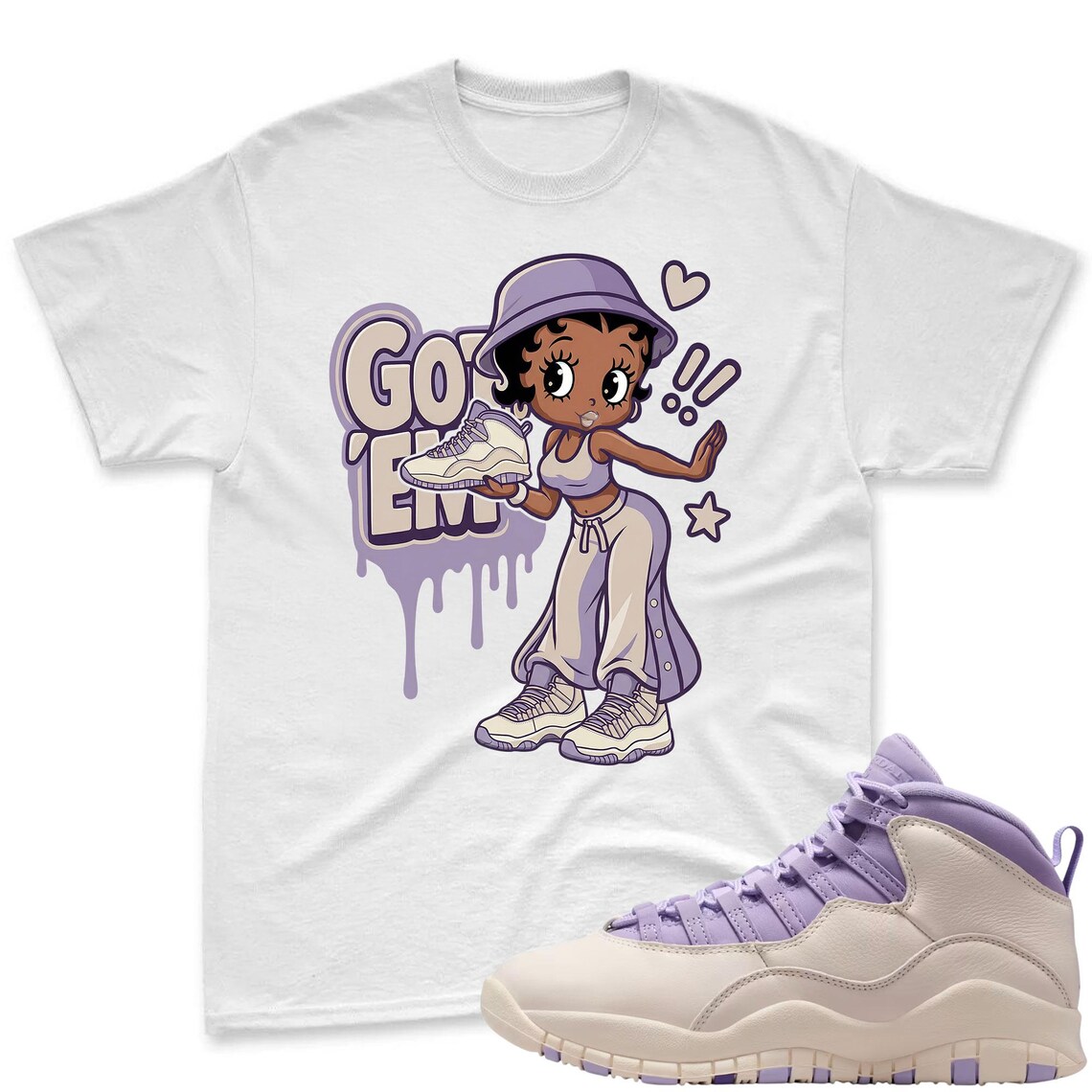 GOT'EM! Shirt To Match Jordan 10 Hydrangeas Chalk Sneaker - AJ 10 Chalk Sneaker Match Shirt