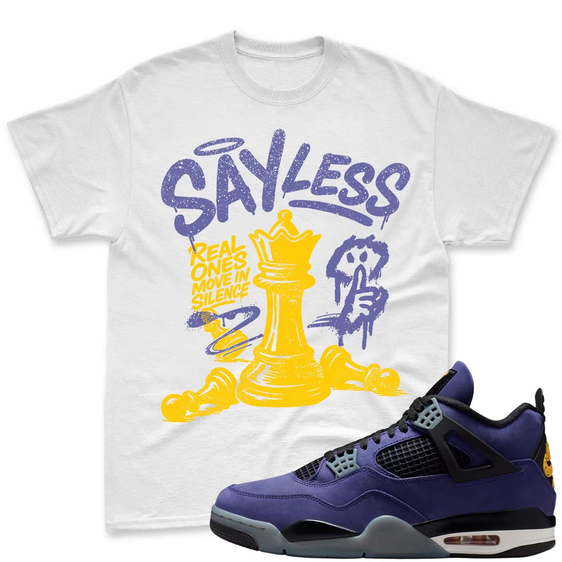 SAYLESS! Shirt To Match Jordan 4 Lakers Imperial Purple Sneaker - Sneaker Mactching Shirt