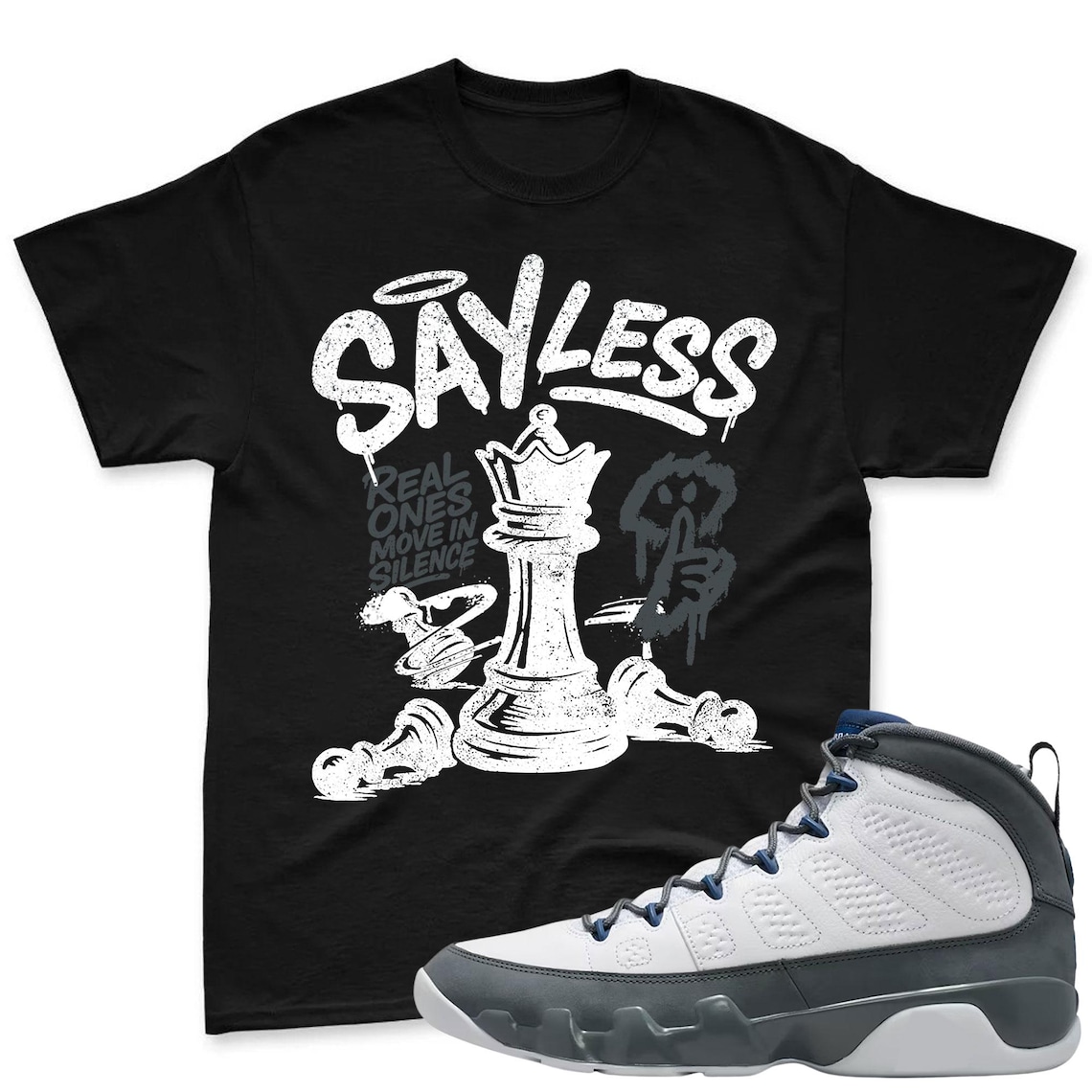 SAYLESS! Shirt To Match Jordan 9 Flint Grey Sneaker - Sneaker Match Shirt