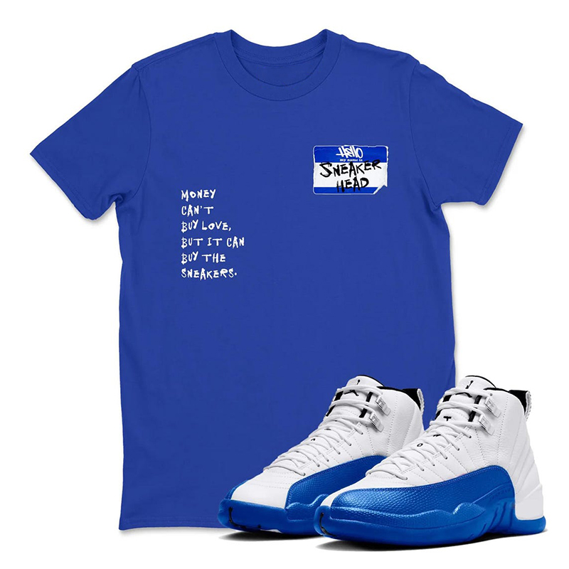 Hello Sneakerhead Shirt To Match Air Jordan 12 Blueberry - Game Royal Blue White Black Sneaker Matching Tee