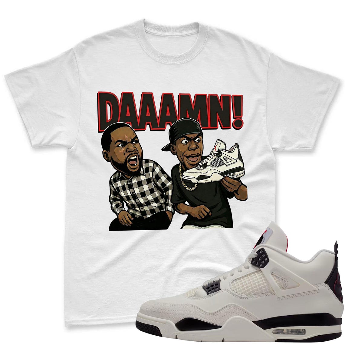 DAAAMN! Shirt To Match Jordan 4 Flight Club Sneaker - Sneaker Match Shirt