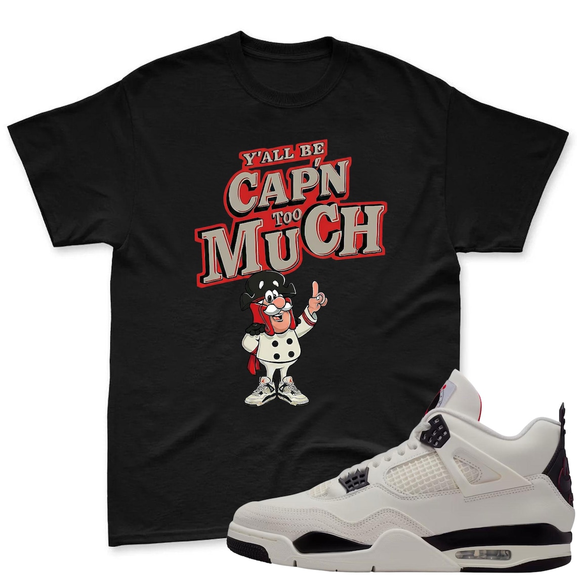 CAP'N! Shirt To Match Jordan 4 Flight Club Sneaker - Flight Club Sneaker Match Shirt