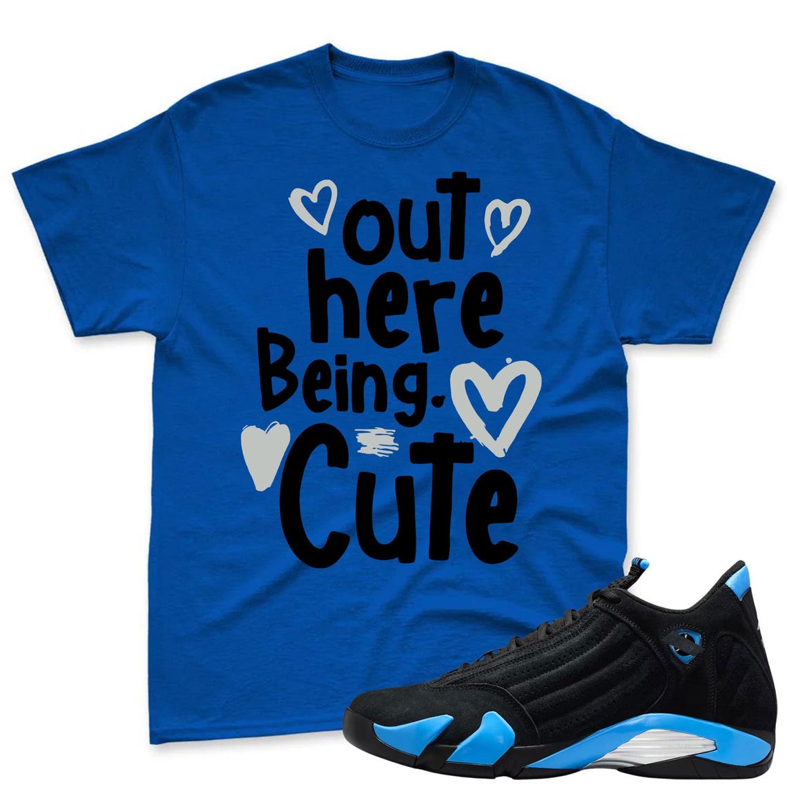 CUTE! Shirt To Match Jordan 14 Black and University Blue - Air Jordan 14 University Blue Matching Shirt