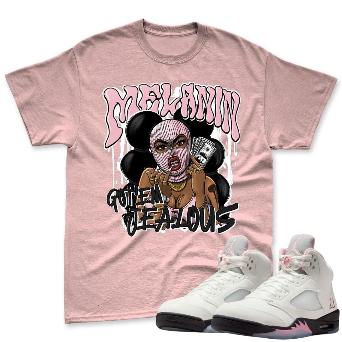 Melanin Shirt To Match Jordan 5 Soft Pink Sneaker - AJ 5 Soft Pink Sneaker Match Shirt