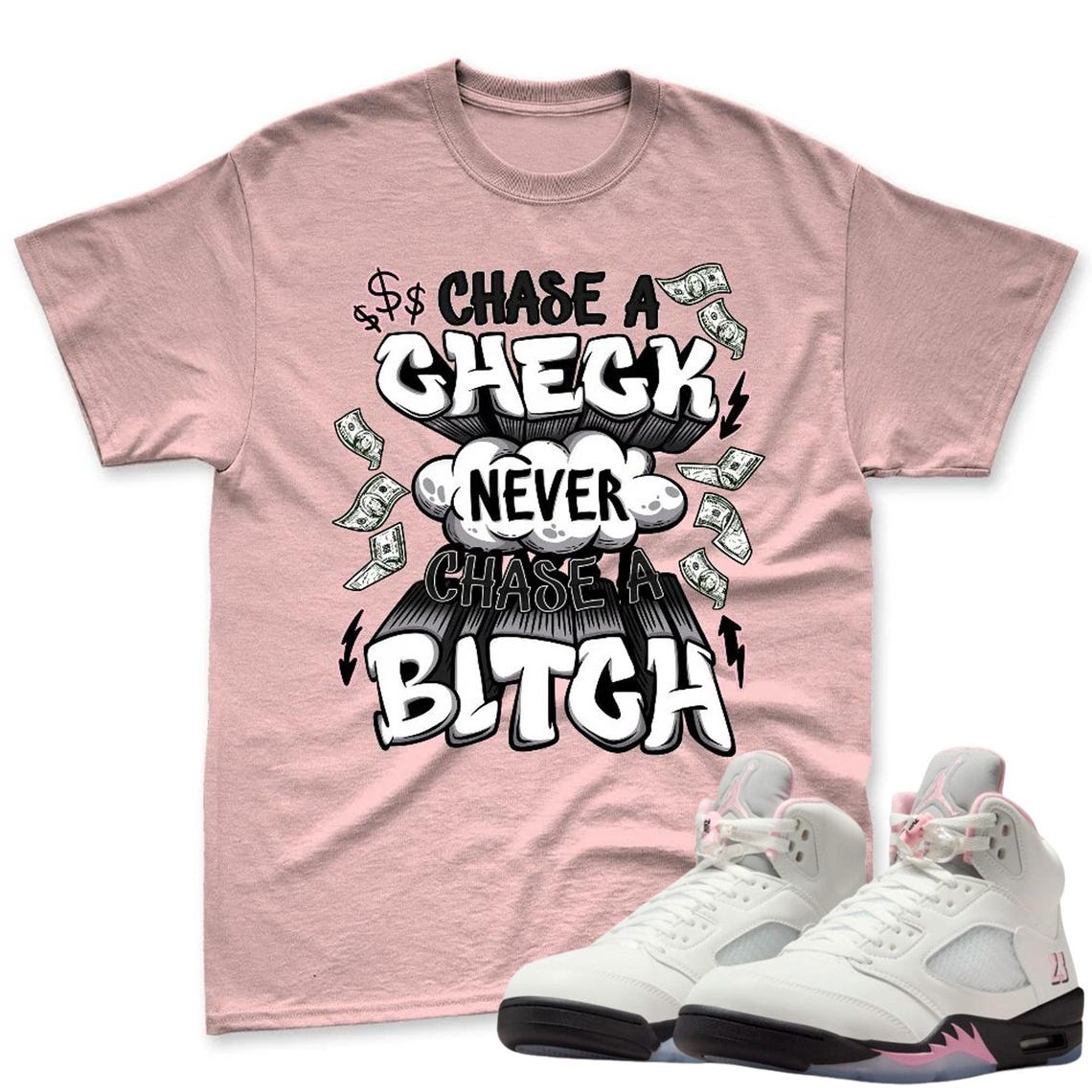 Chase A Check Shirt To Match Jordan 5 Soft Pink Sneaker - AJ 5 Pink Sneaker Match Shirt