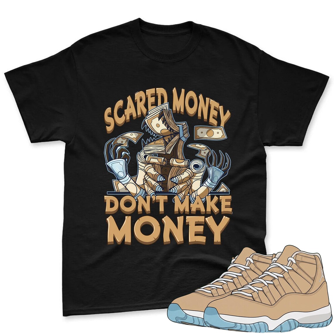 Scared Money Shirt To Match Jordan 11 H Town Sneaker Mactching Shirt - 11 H Town Sneaker Match Shirt