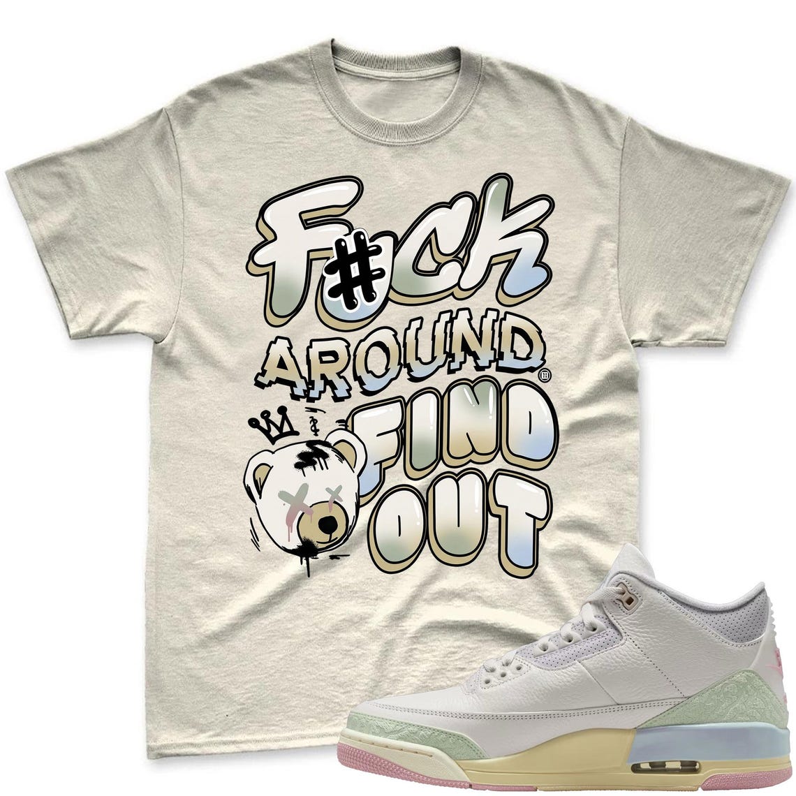 F#CK! Shirt To Match Air Jordan 3 Sail & Jade Aura - Spring In The Air Matching Shirt