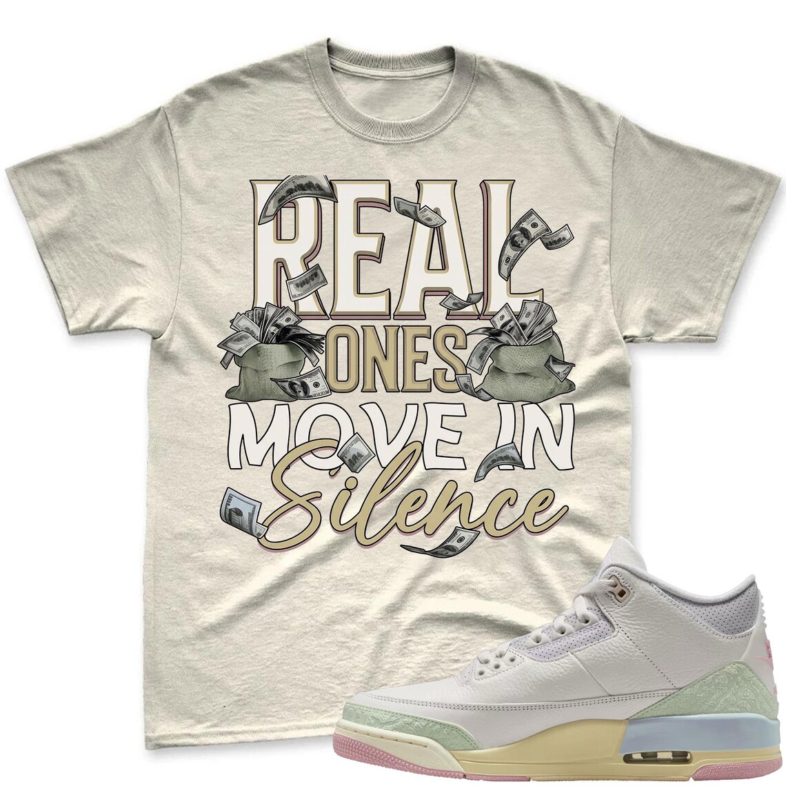 REAL ONES! Shirt To Match Air Jordan 3 Sail & Jade Aura - Spring In The Air Matching Shirt