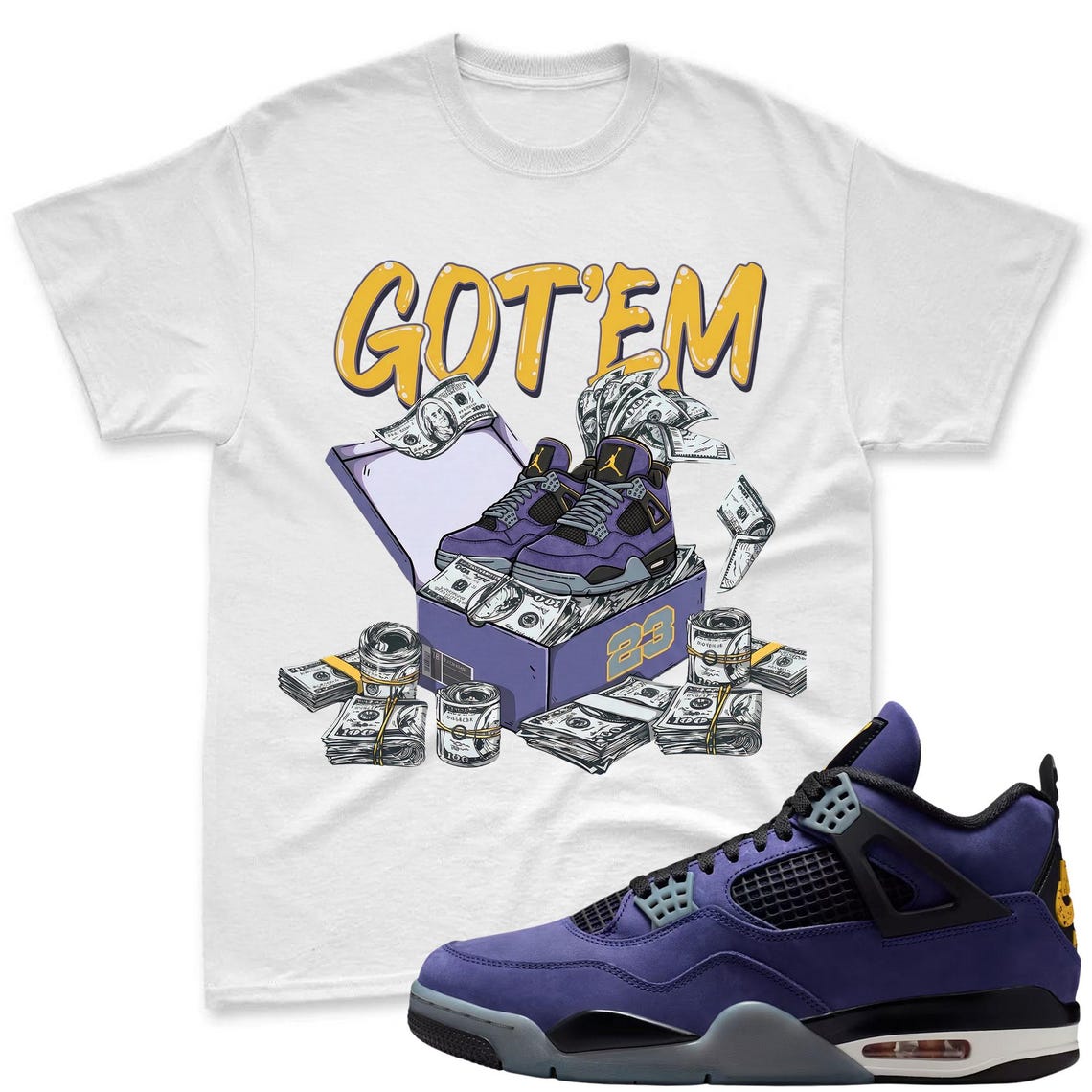 DOLLAR BOX! Shirt To Match Jordan 4 Lakers Imperial Purple Sneaker