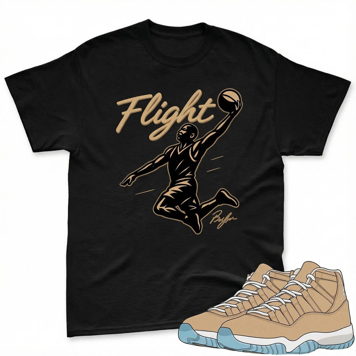 FLIGHT Shirt To Match Jordan 11 H Town Sneaker - AJ 11 H Town Match Tees