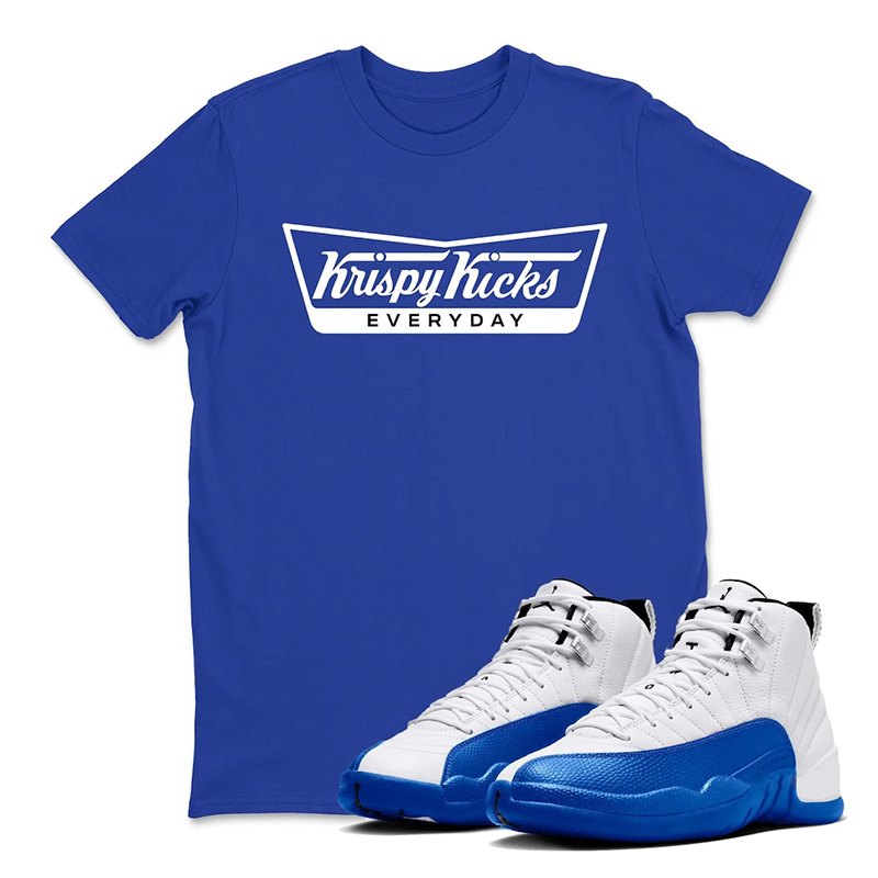Keispy Kicks Shirt To Match Air Jordan 12 Blueberry - Game Royal Blue White Black T Shirt Match