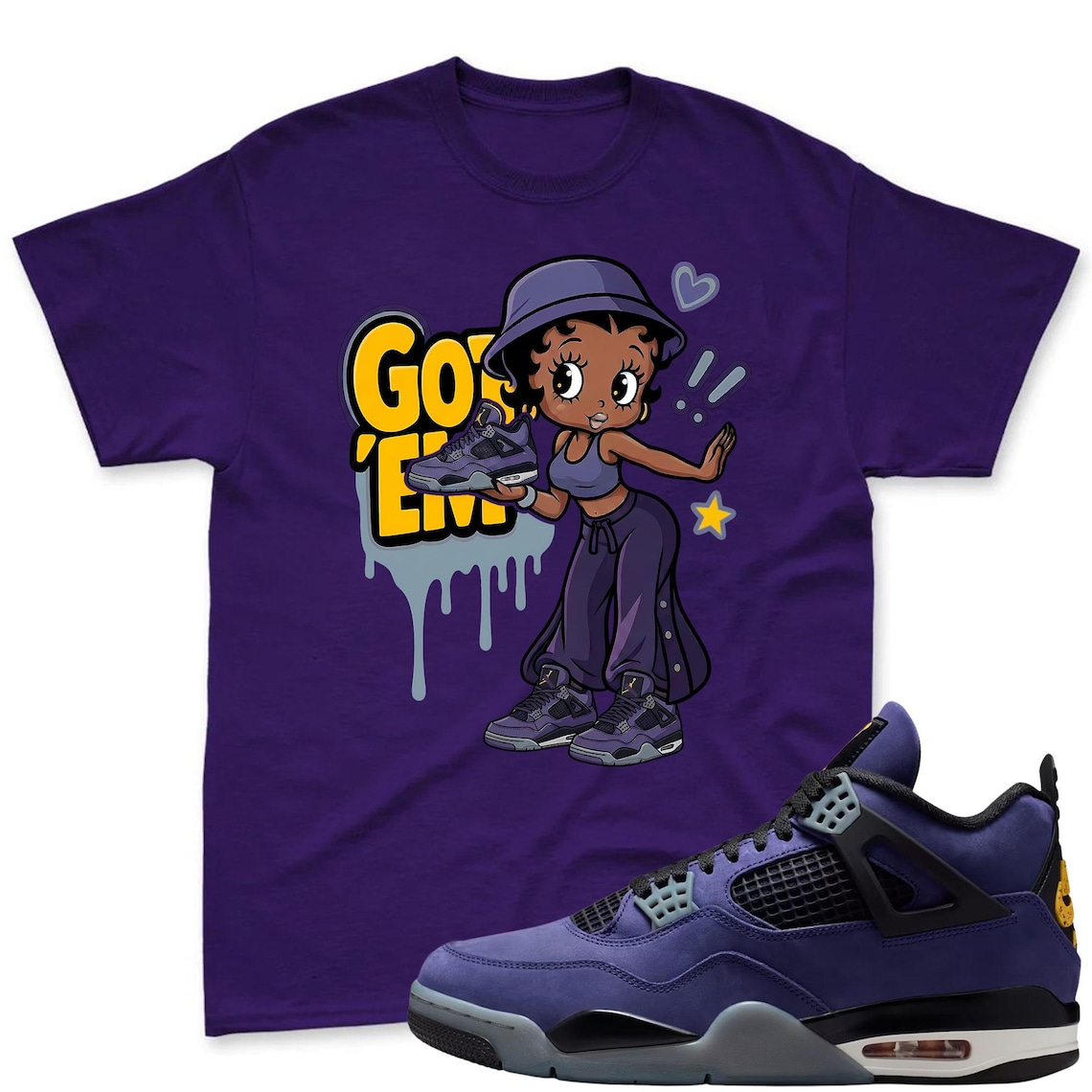 DAAAMN! Shirt To Match Jordan 4 Lakers Imperial Purple - Sneaker Match Shirt