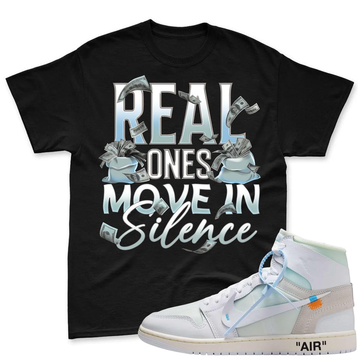 REAL ONES! Shirt To Match Virgil Archive Air Jordan 1 High Alaska - Air Jordan 1 High OG x V.A.A. Sneaker Mactching Shirt