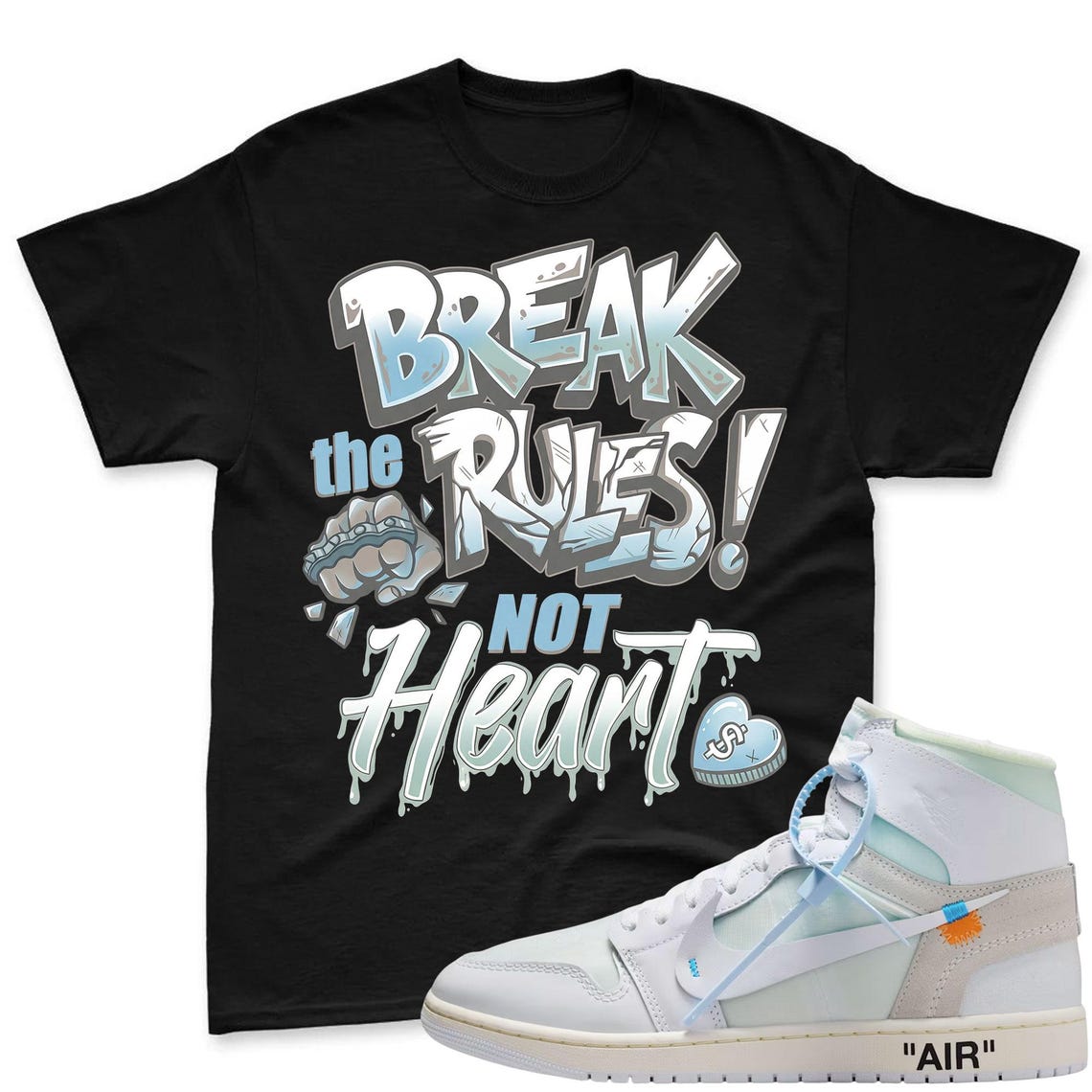 BREAK RULES! Shirt To Match Virgil Archive Air Jordan 1 High "Alaska" - Jordan 1 High OG x V.A.A. Sneaker Mactching Shirt
