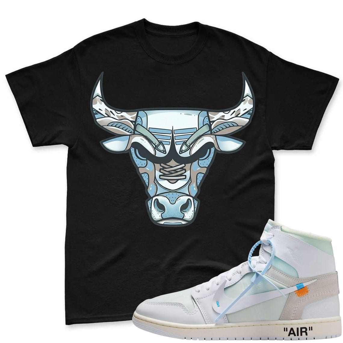 BULL! Shirt To Match Virgil Archive Air Jordan 1 High "Alaska" - Air Jordan 1 High OG x V.A.A. Sneaker Mactching Shirt