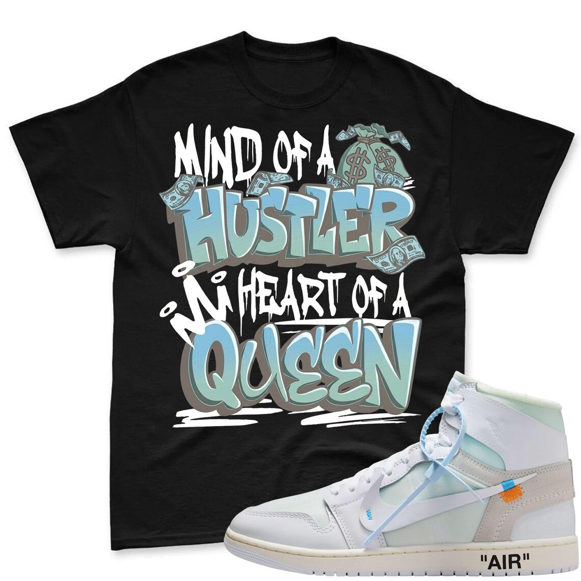 QUEEN! Shirt To Match Virgil Archive Air Jordan 1 High Alaska - Air Jordan 1 High OG x V.A.A. Sneaker Mactching Shirt