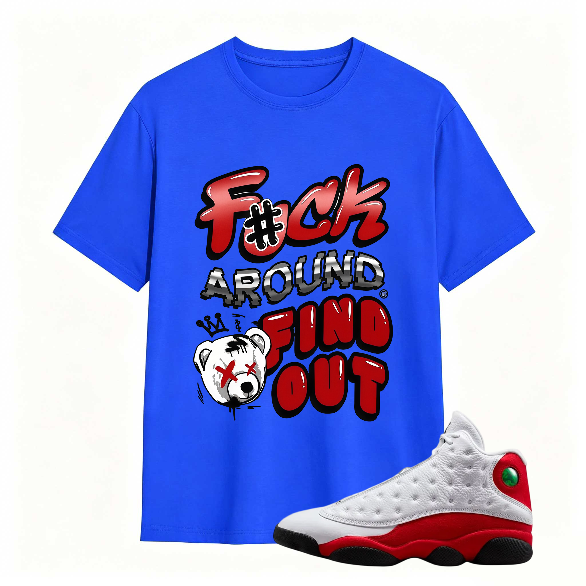 F#CK! Shirt To Match Air Jordan 13 Chicago - Jordan 13 Retro White and University Red Match Shirt