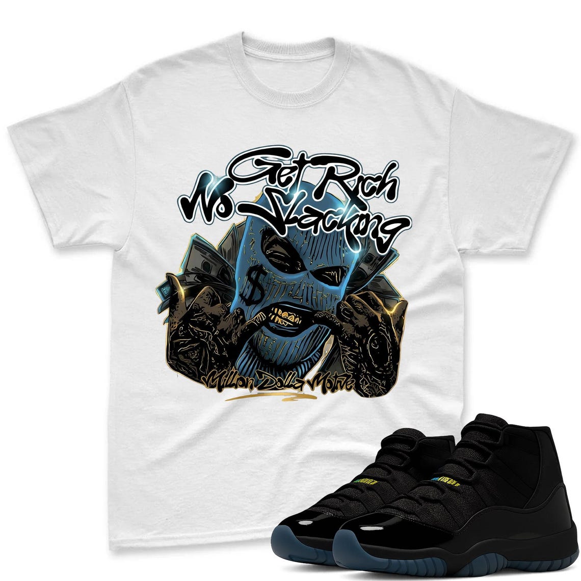 GET RICH Shirt To Match Air Jordan 11 Gamma - Retro Sneaker Match Shirt