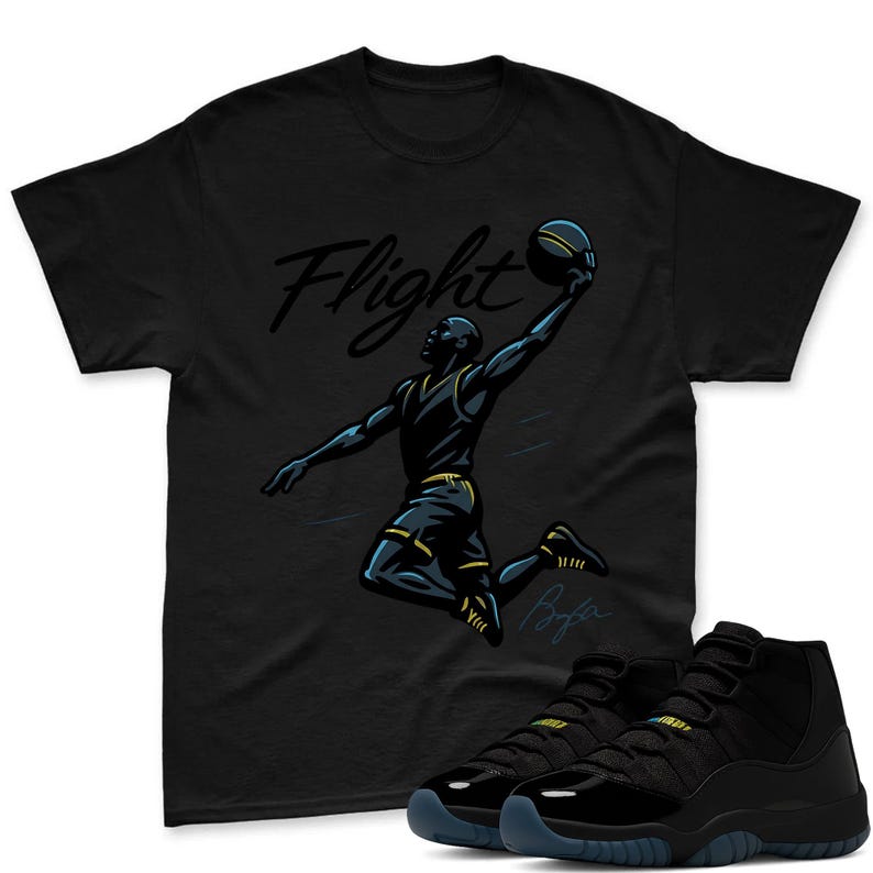 Flight Basketball Shirt Match Air Jordan 11 Gamma - Air Jordan 11 Gamma Blue Tee