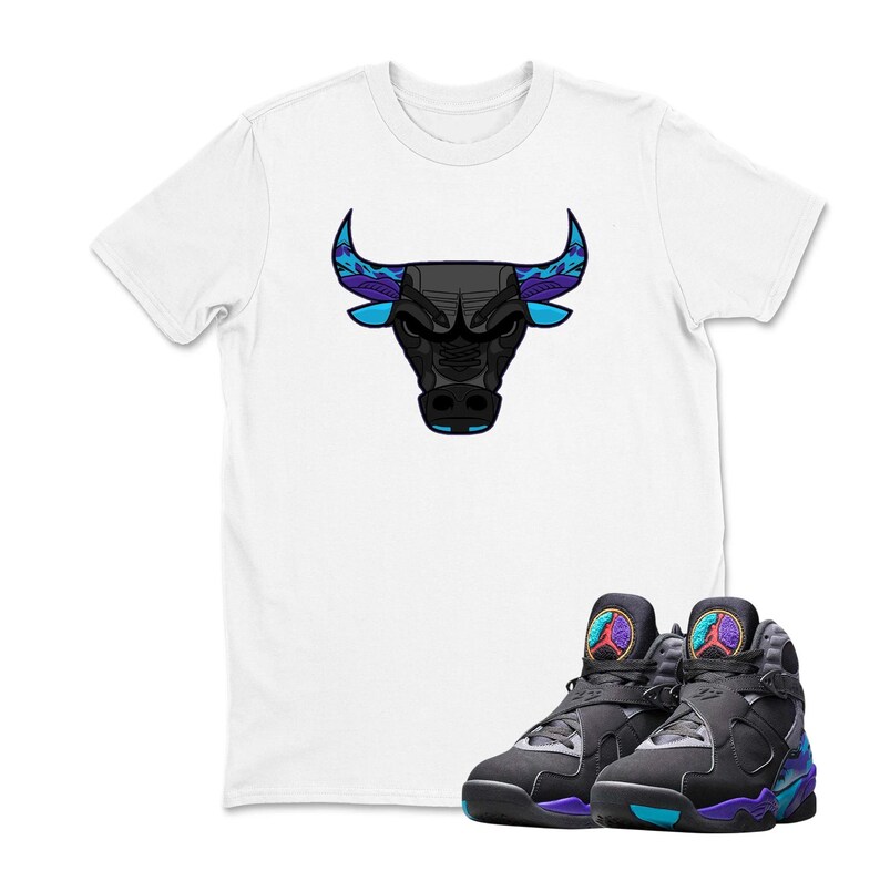 Jordan 8 Aqua 2025 Black Sneaker Matching Tee - Shirt To Match Sneaker Sneakerhead Bulls 23