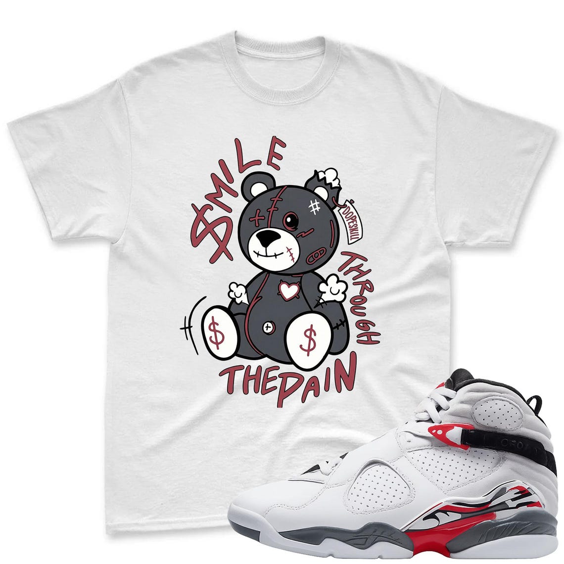 SMILE! T-Shirt To Match Air Jordan 8 Bugs Bunny 2025 Sneaker - AJ8 Bugs Sneaker Match Shirt