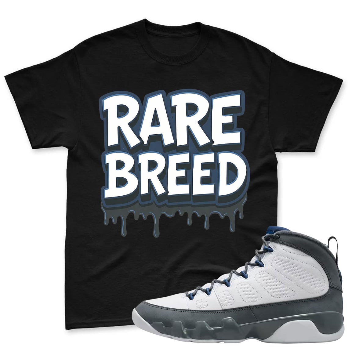 RARE BREED! Jordan 9 Flint Grey Sneaker Mactching Shirt - Shirt To Match Jordan 9 Flint Grey
