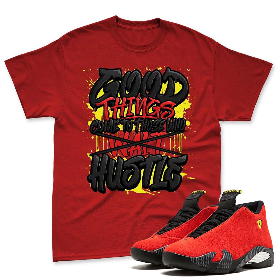 Good Things T-Shirt Matching Jordan 14 Ferrari - Jordan 14 Challenge Red Sneaker Matching T-Shirt