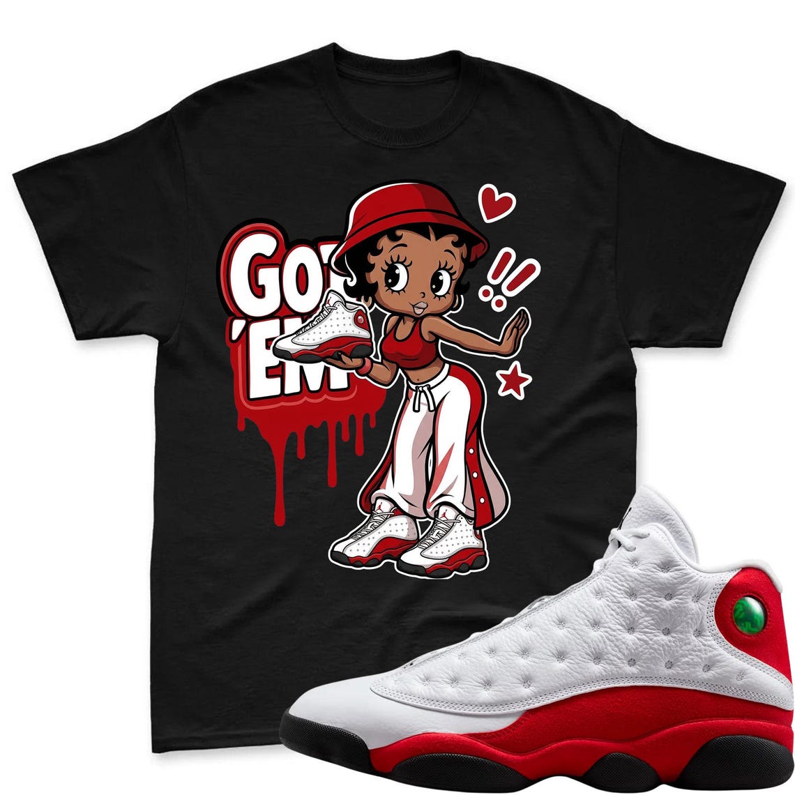 GOT'EM! Shirt To Match Air Jordan 13 Chicago Jordan 13 Retro White and University Red Match Shirt