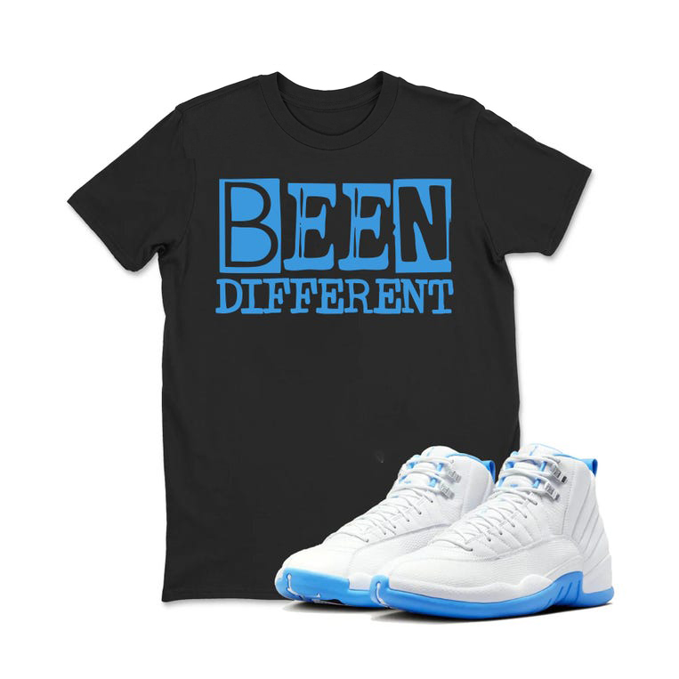 Air Jordan 12 Melo White University Blue Sneaker Matching Tee - JD 12 White University Blue Sneaker Matching Tee