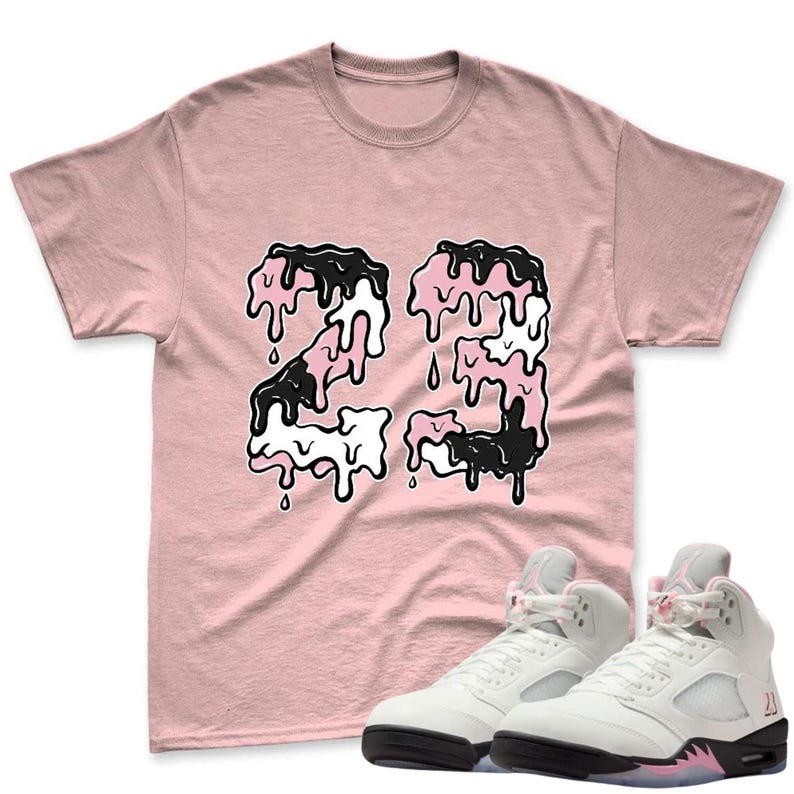 Number 23 Shirt To Match AJ 5 Soft Pink Sneaker - Jordan 5 Soft Pink Sneaker Mactching Tshirt