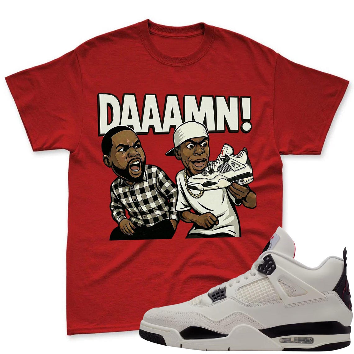 DAAAMN! Shirt To Match Jordan 4 Flight Club Sneaker - Sneaker Match Shirt