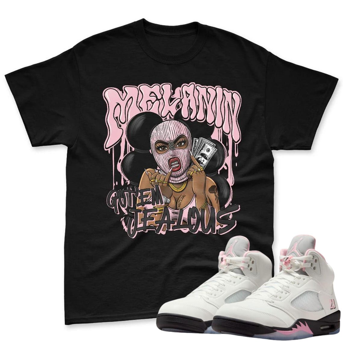 Melanin Shirt To Match Jordan 5 Soft Pink Sneaker - AJ 5 Soft Pink Sneaker Match Shirt