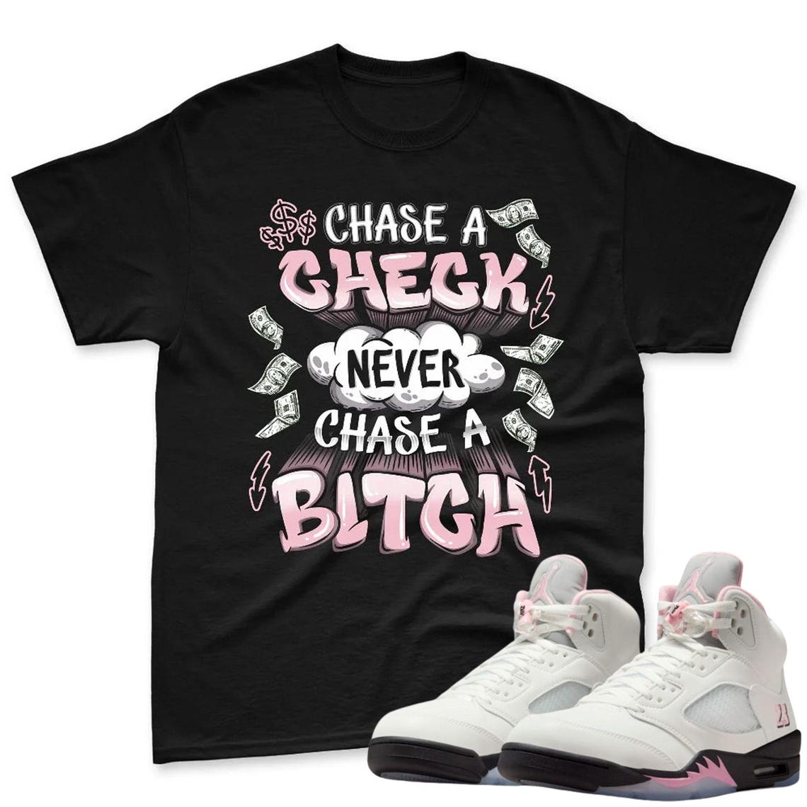 Chase A Check Shirt To Match Jordan 5 Soft Pink Sneaker - AJ 5 Pink Sneaker Match Shirt