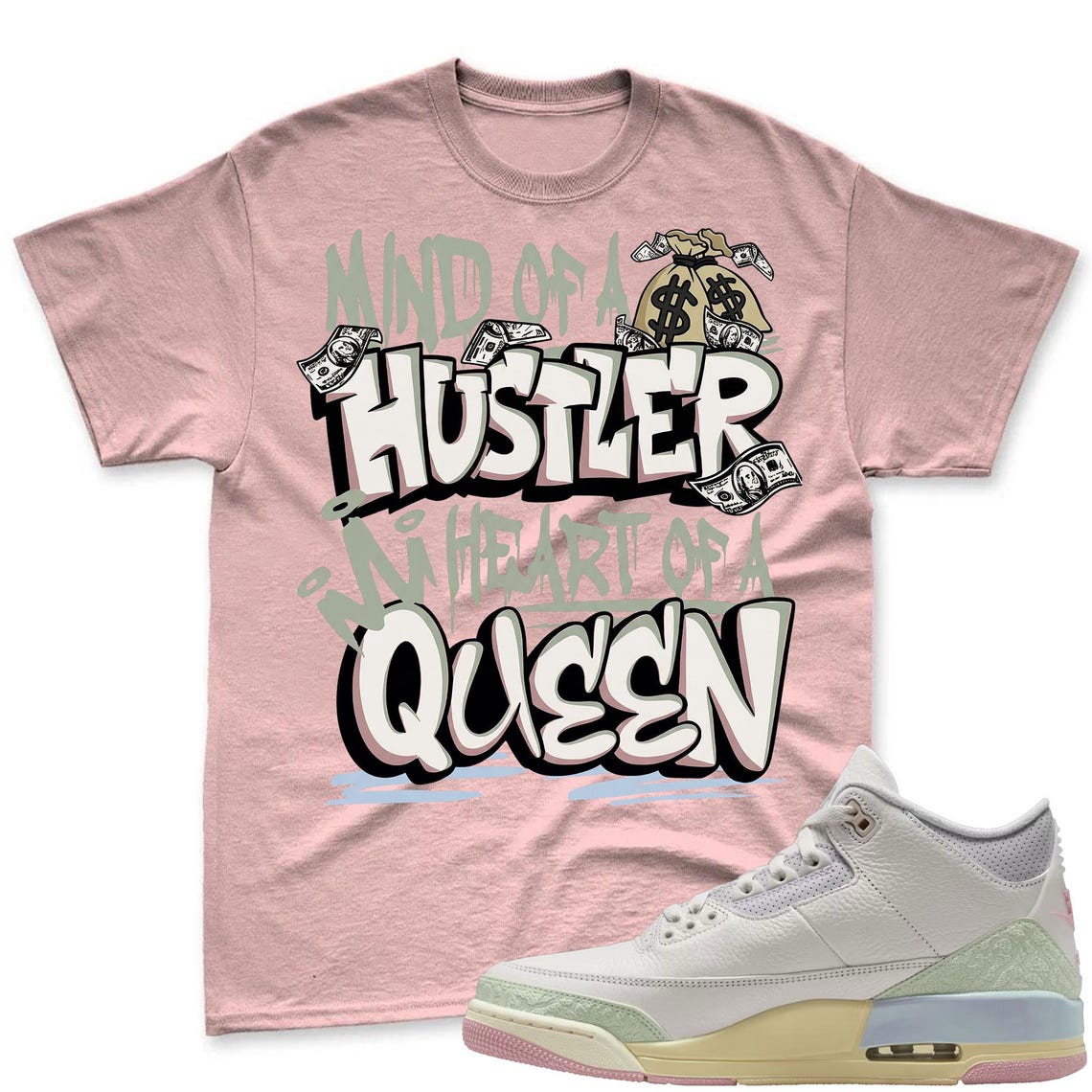QUEEN! Shirt To Match Air Jordan 3 Sail & Jade Aura - Spring In The Air Matching Shirt