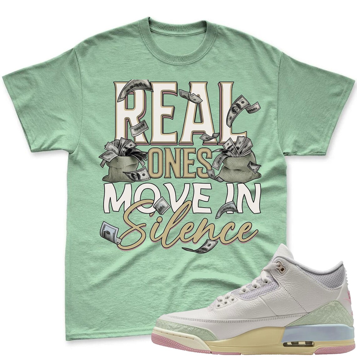 REAL ONES! Shirt To Match Air Jordan 3 Sail & Jade Aura - Spring In The Air Matching Shirt